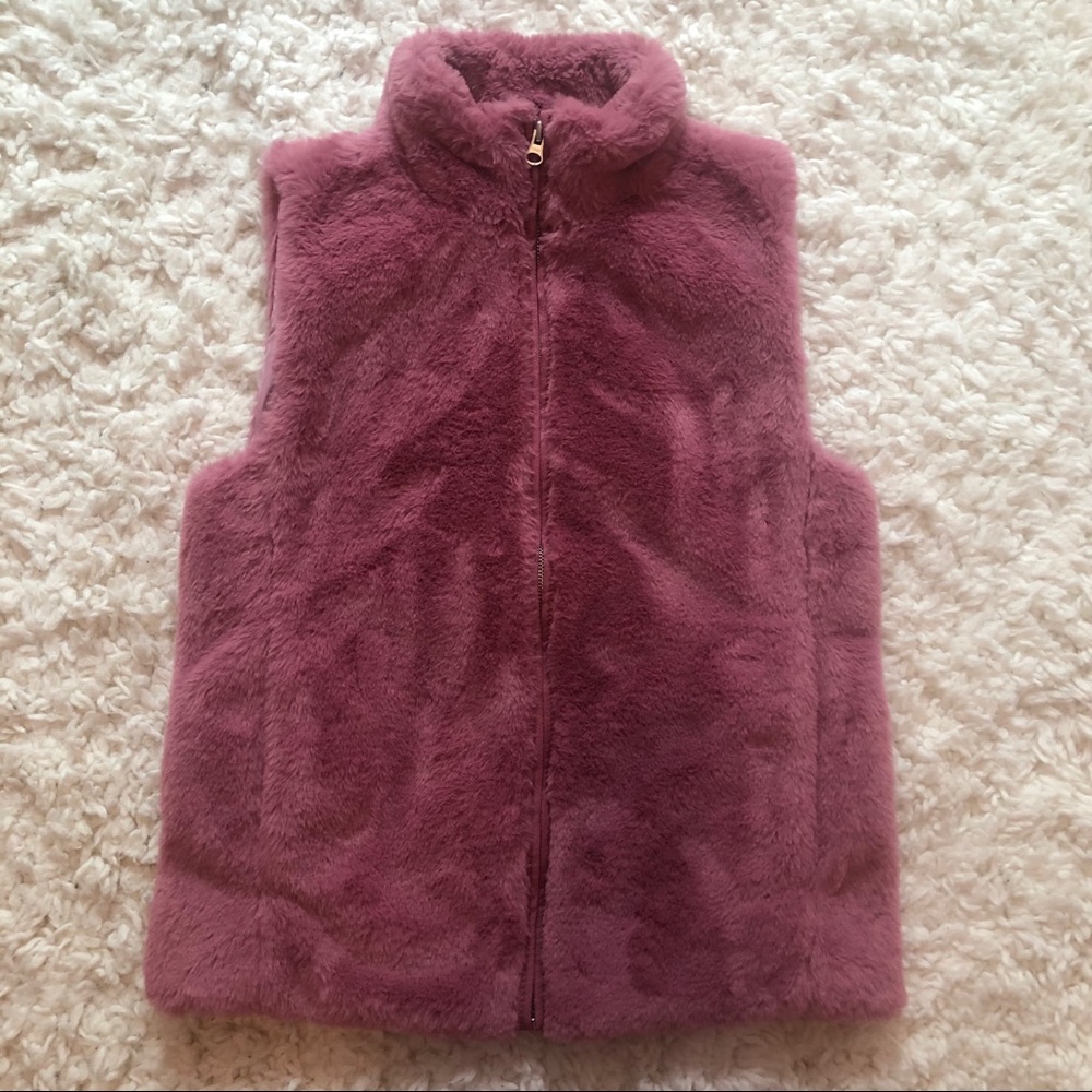 J. Crew Factory Pink Faux Fur Vest